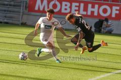 3. Fußball-Liga - Saison 2020/2021 - Testspiel -FC Ingolstadt 04 - 1. FC Heidenheim - Jalen Hawkins (#20,FCI)  - Gianni Mollo (#38 Heidenheim) - Foto: Meyer Jürgen