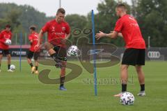 3. Fußball-Liga - Saison 2020/2021 - FC Ingolstadt 04 - Trainingsauftakt - Gordon Büch (#18,FCI) - #mit Maximilian Wolfram (#8,FCI)  - Foto: Meyer Jürgen