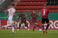 DFB Pokal - FC Ingolstadt 04 - Fortuna Düsseldorf - Angriff Filip Bilbija (35, FCI) Maximilian Beister (11, FCI) Caniggia Ginola Elva (14, FCI) Hoffmann Andre (3 Fortuna)