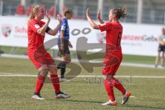 2. Bundesliga Frauen - FC Ingolstadt 04 - DSC Arminia Bielefeld - Kießling Ricarda FCI schießt den 1:1 Ausgleichstreffer - jubel - Maier Ramona links FCI - Foto: Jürgen Meyer