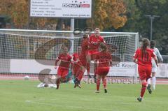 2. Frauen-Bundesliga Süd - Saison 2020/2021 - FC Ingolstadt 04 - FC Bayern München II - Der 2:1 Führungstreffer durch Mona Budnick #9 FCI - Carina Schlüter Torwart München - Jubel - Foto: Meyer Jürgen