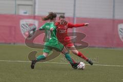 Frauen Bayernliga - Saison 2020/2021 - FC Ingolstadt Frauen II - SpVgg Greuther Fürth - Rehr Anna rot FCI - Isabell Wahl grün Fürth - Foto: Meyer Jürgen