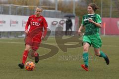 Frauen Bayernliga - Saison 2020/2021 - FC Ingolstadt Frauen II - SpVgg Greuther Fürth - Semmler Lisa rot FCI - Andrea Walter grün Fürth - Foto: Meyer Jürgen