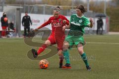 Frauen Bayernliga - Saison 2020/2021 - FC Ingolstadt Frauen II - SpVgg Greuther Fürth - Semmler Lisa rot FCI - Andrea Walter grün Fürth - Foto: Meyer Jürgen