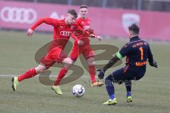 Bayernliga Süd - Saison 2019/2020 - FC Ingolstadt 04 II - TSV 1865 Dachau - Gabriel Weiss rot FCI - Maximilian Mayer Torwart Dachau - Foto: Meyer Jürgen