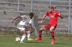 Bayernliga Süd - Saison 2020/2021 - FC Ingolstadt 04 II - Schwabmünchen - Maximilian Neuberger rot FCI - Rainer D'Almeida weiss Schwabmünchen - Foto: Meyer Jürgen