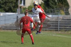 Bayernliga Süd - Saison 2020/2021 - FC Ingolstadt 04 II - Schwabmünchen - Peter Kurzweg rot beim Kopfball - 
Foto: Meyer Jürgen