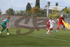 Bayernliga Süd - Saison 2020/2021 - FC Ingolstadt 04 II - Schwabmünchen - Thomas Keller rot FCI beim Kopfball - Foto: Meyer Jürgen