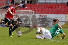 FC Ingolstadt 04 II - SV Schalding-Heining - Müller Stefan (rot FC Ingolstadt) - Gashi Dardan (grün Schalding) - Foto: Jürgen Meyer