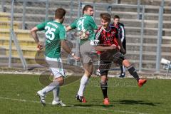 Regionaliga Bayern - FC Ingolstadt II - SV Schalding-Heining - Fenninger Christof rot FC Ingolstadt - Zacher Franz-Philipp #21 Schalding - Gashi Dardan #25 grün Schalding - Foto: Jürgen Meyer