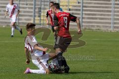 Regionlliga - FC Ingolstadt 04 II - FC Nürnberg -Reisner Dominik #9 rot FC Ing 04 -  Knezevic Ivan #40 weiss Nürnberg links - Foto: Jürgen Meyer