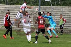 Regionlliga - FC Ingolstadt 04 II - FC Nürnberg - Bauer Thomas Torwart FC Ingolstadt 04 - Kerschbaum Roman #8 weiss FC Nürnberg - Stefan Müller #10 FC Ing 04 II - Ott Mike #19  weiss FC Nürnberg beim Kopfball -  Foto: Jürgen Meyer