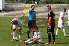 Regionlliga - FC Ingolstadt 04 II - FC Nürnberg -  Gelbe Karte an Denz Michael #5 rot FC Ingolstadt 04 - Wießmeier Julian #10 weiss am Boden FC Nürnberg - Foto: Jürgen Meyer