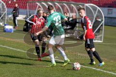 Regionaliga Bayern - FC Ingolstadt II - SV Schalding-Heining - Jessen Leon rot FC Ingolstadt - Buchinger Benedikt grün Schalding - Gashi Albano rot FC Ingolstadt - Foto: Jürgen Meyer