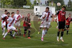 Regionlliga - FC Ingolstadt 04 II - FC Nürnberg -  Stefan Müller #10 rot FC Ingolstdat 04 beim Kopfball - Denz Michael #5 links rot FC Ingolstadt 04 - Foto: Jürgen Meyer