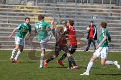 Regionaliga Bayern - FC Ingolstadt II - SV Schalding-Heining - Fenninger Christof rot FC Ingolstadt - Zacher Franz-Philipp #21 Schalding - Gashi Dardan #25 grün Schalding - JaintaSteffen #7 rot FC Ingolstadt - Foto: Jürgen Meyer