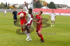 Regionaliga - Saison 2015/2016 - FC Ingolstadt 04 II - FC Memmingen - Ihenacho Aloy #11 weiß FC Ingolstadt - Schmeiser Sebastian rot Memmingen - Foto: Jürgen Meyer