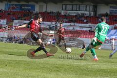 Regionaliga - Saison 2015/2016 - FC Ingolstadt 04 II - SV 01 Victoria Aschaffenburg - Sammy Ammari rot FCI mit einer Torchance - Peter Neuberger Torwart Aschaffenburg - Foto: Jürgen Meyer