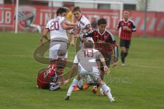 Regionaliga - Saison 2015/2016 - FC Ingolstadt 04 II - 1. FC Nürnberg II - Müller Stefan rot #10 FCI II - Ammari Sammy rot FCI II am Boden - Lippert Dennis weiss #18 Nürnberg II - Özdemir Özgür #20 weiss Nürnberg II - Foto: Jürgen Meyer