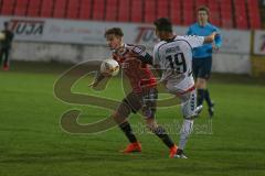 Regionaliga - Saison 2015/2016 - FC Ingolstadt 04 II - SV Wacker Burghausen - Räuber Ludwig #15 rot FCI U23 - Hingerl Kevin #19 weiss Burghausen - Foto: Jürgen Meyer