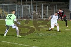 Regionaliga - Saison 2015/2016 - FC Ingolstadt 04 II - TSV Buchbach - Marcel Schiller rot FCI mit der Chance zm 1:0 Führungstreffer - Thomas Reichlmayr Torwart Buchbach - Foto: Jürgen Meyer