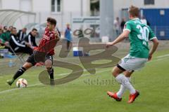 Regionaliga - Saison 2015/2016 - FC Ingolstadt 04 II - SV Schalding-Heining - Thomas Pledl FC Ingolstadt II rot - Kurz Alexander grün Schalding - Foto: Jürgen Meyer