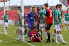 Regionaliga - Saison 2015/2016 - FC Ingolstadt 04 II - SV Schalding-Heining - Turbulente Scenen vor dem Tor von Schalding - Leo Giuseppe rot links FC Ingolstadt II - Blomeyer Thomas rechts rot FC Ingolstadt II - Krenn Albert #13 grün Schalding - Resch Wer