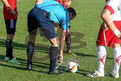 Regionalliga Bayern 2015 / 2016 - FC Ingolstadt 04 II - SSV Jahn Regensburg - Schiedsrichter benutzt das Freistoßspray - Foto: Jürgen Meyer