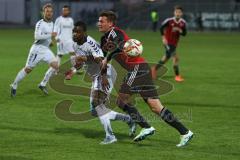 Regionaliga - Saison 2015/2016 - FC Ingolstadt 04 II - SV Wacker Burghausen - Blomeier Thomas #18 rot FCI U23 - Tsoumou weiss Burghausen - Foto: Jürgen Meyer