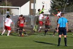 Regionalliga Bayern 2015 / 2016 - FC Ingolstadt 04 II - SSV Jahn Regensburg - Thomas Bauer Torwart FC Ing II faustet Ball weg - Posselt Marcel #6 rot FC Ing II - Foto: Jürgen Meyer