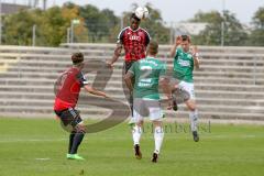 Regionaliga - Saison 2015/2016 - FC Ingolstadt 04 II - SV Schalding-Heining - Ihenacho Aloy FC Ingolstadt II beim Kopfball - Ammari Sammy #9 rot FC Ingolstadt II) - Gahabka Adrian #2 grün Schalding - Foto: Jürgen Meyer