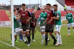 Regionaliga - Saison 2015/2016 - FC Ingolstadt 04 II - SV Schalding-Heining - Turbulente Scenen vor dem Tor von Schalding - Leo Giuseppe rot links FC Ingolstadt II - Blomeyer Thomas rechts rot FC Ingolstadt II - Krenn Albert #13 grün Schalding - Foto: Jür