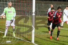 Regionaliga - Saison 2015/2016 - FC Ingolstadt 04 II - TSV Buchbach - Stefan Müller rot FCI U23 mit dem 1:0 Führungstreffer - Thomas Reichlmayr Torwart Buchbach - Jubel - Foto: Jürgen Meyer