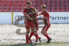 Regionalliga Bayern - Saison 2018/2019 - FC Ingolstadt 04 II - Viktoria Aschaffenburg - Michael Senger rot FCI schiesst den 2:0 Treffer - jubel - Foto: Meyer Jürgen