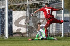 Regionalliga Bayern - Saison 2018/2019 - FC Ingolstadt 04 II - SV Heimstetten - Fatih Kaya rot FCI schiesst ein Tor - jubel - Maximilian RiedmüllerTorwart Heimstetten -  Foto: Meyer Jürgen