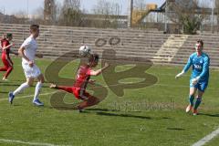 Regionalliga Bayern - Saison 2018/2019 - FC Ingolstadt 04 II - Viktoria Aschaffenburg - Lukas Gerlspeck rot FCI verpasst den Ball - Kevin Birk Torwart Aschaffenburg - Foto: Meyer Jürgen