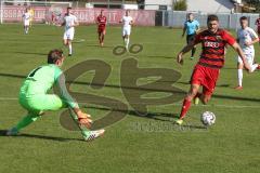 Regionalliga Bayern - Saison 2018/2019 - FC Ingolstadt 04 II - SV Heimstetten - Patrick Hasenhüttl rot FCI - Maximilian Riedmüller Torwart Heimstetten - Foto: Meyer Jürgen