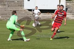 Regionalliga Bayern - Saison 2018/2019 - FC Ingolstadt 04 II - SV Heimstetten - Patrick Hasenhüttl rot FCI - Maximilian Riedmüller Torwart Heimstetten - Foto: Meyer Jürgen