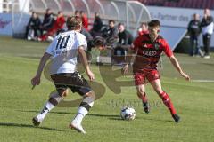 Regionalliga Bayern - Saison 2018/2019 - FC Ingolstadt 04 II - TSV 1860 Rosenheim - Senger Michael rot FCI - Wallner Christoph weiss Rosenheim - Foto: Meyer Jürgen