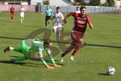 Regionalliga Bayern - Saison 2018/2019 - FC Ingolstadt 04 II - SV Heimstetten - Patrick Hasenhüttl rot FCI - Maximilian Riedmüller Torwart Heimstetten - Foto: Meyer Jürgen