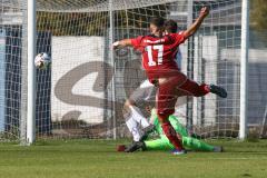 Regionalliga Bayern - Saison 2018/2019 - FC Ingolstadt 04 II - SV Heimstetten - Fatih Kaya rot FCI schiesst ein Tor - jubel - Maximilian RiedmüllerTorwart Heimstetten -  Foto: Meyer Jürgen