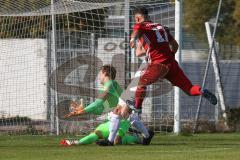 Regionalliga Bayern - Saison 2018/2019 - FC Ingolstadt 04 II - SV Heimstetten - Fatih Kaya rot FCI schiesst ein Tor - jubel - Maximilian RiedmüllerTorwart Heimstetten -  Foto: Meyer Jürgen