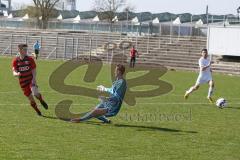 Regionalliga Bayern - Saison 2018/2019 - FC Ingolstadt 04 II - Viktoria Aschaffenburg - Michael Senger rot FCI schiesst den 2:0 Treffer - jubel - Kevin Birk Torwart Aschaffenburg - Foto: Meyer Jürgen