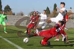 Regionalliga Bayern - Saison 2018/2019 - FC Ingolstadt 04 II - SV Heimstetten - Jonatan Kotzke #6 rot FCI - Fatih Kaya #17 rot FCI - Maximilian Riedmüller Torwart Heimstetten - Foto: Meyer Jürgen