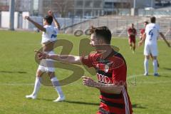 Regionalliga Bayern - Saison 2018/2019 - FC Ingolstadt 04 II - Viktoria Aschaffenburg - Michael Senger rot FCI schiesst den 2:0 Treffer - jubel - Kevin Birk Torwart Aschaffenburg - Foto: Meyer Jürgen