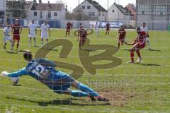 Regionalliga Bayern - Saison 2018/2019 - FC Ingolstadt 04 II - Viktoria Aschaffenburg - Marvin Matip rot FCI II schiesst einen Strafstoß zur 1:0 Führung - Elfmeter . jubel - Kevin Birk Torwart Aschenburg - Foto: Meyer Jürgen