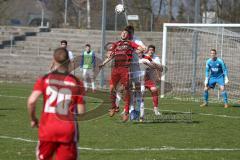 Regionalliga Bayern - Saison 2018/2019 - FC Ingolstadt 04 II - Viktoria Aschaffenburg - Serhat Imsak rot FCI beim Kopfball - Foto: Meyer Jürgen