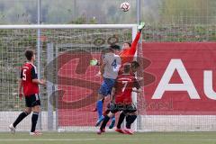 U19 - A-Junioren -FC Ingolstadt 04 - FSV Erlangen - Bruck - Bauer Ralph Torwart FC Ingolstadt rettet vor Burgutzzidis E. #4 weiß Erlangen-Bruck - Götzendörfer Mario #7 rot FC Ingolstadt - Foto: Jürgen Meyer