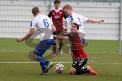 U19 - A-Junioren -FC Ingolstadt 04 - FSV Erlangen - Bruck - Jalinous Darius #10 rot FC Ingolstadt 04 - Sperber Jan #6 weiß Erlangen-Bruck - Krieger Felix #3 weiß Erlangen-Bruck - Foto: Jürgen Meyer