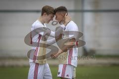 A-Junioren Bundesliga Süd/Südwest - Fußball - FC Ingolstadt 04 - FC Heidenheim - Tor durch Paul Polauke (#25 FCI 04 A-Junioren) - Jubel mit Maximilian Breuning (#18 FCI 04 A-Junioren)